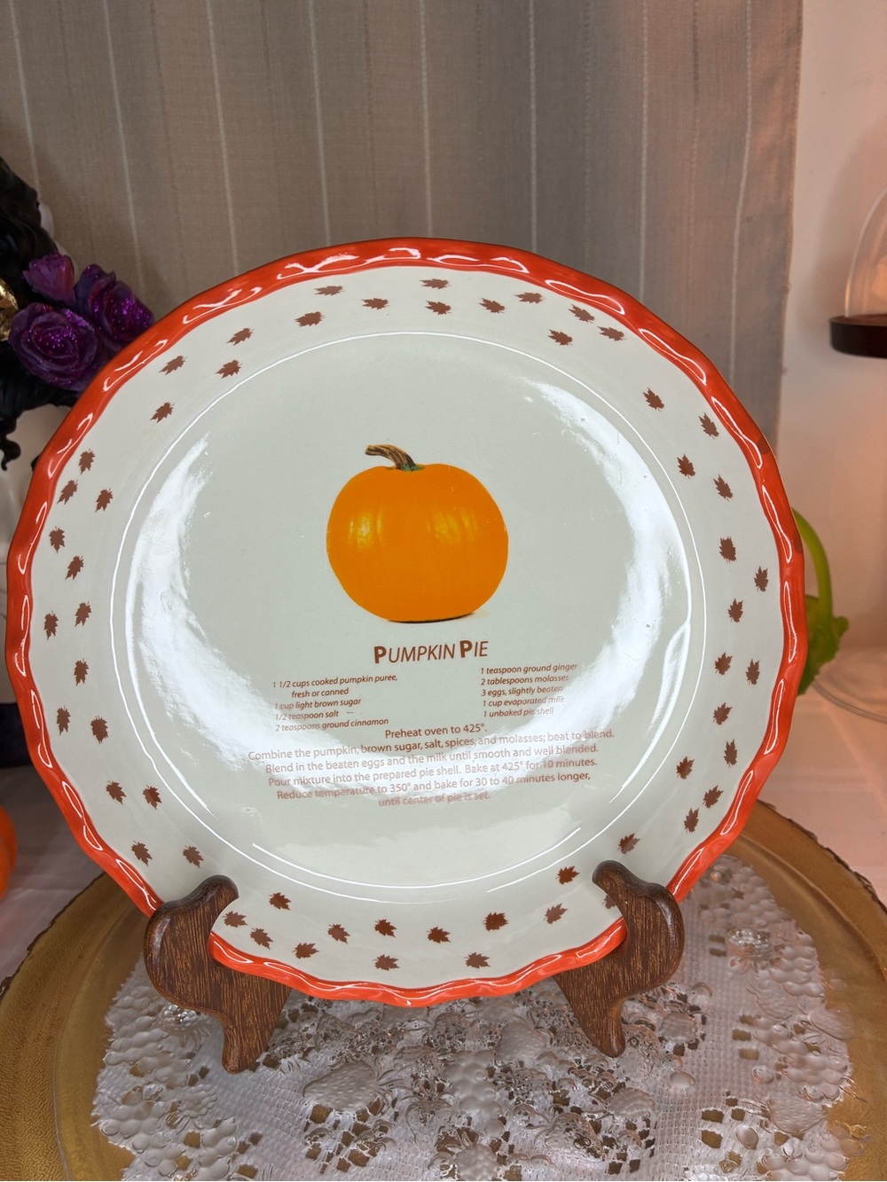 Pumpkin Pie Decorative Serving Plate